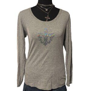 grey fleur de lis mcbling sequin top